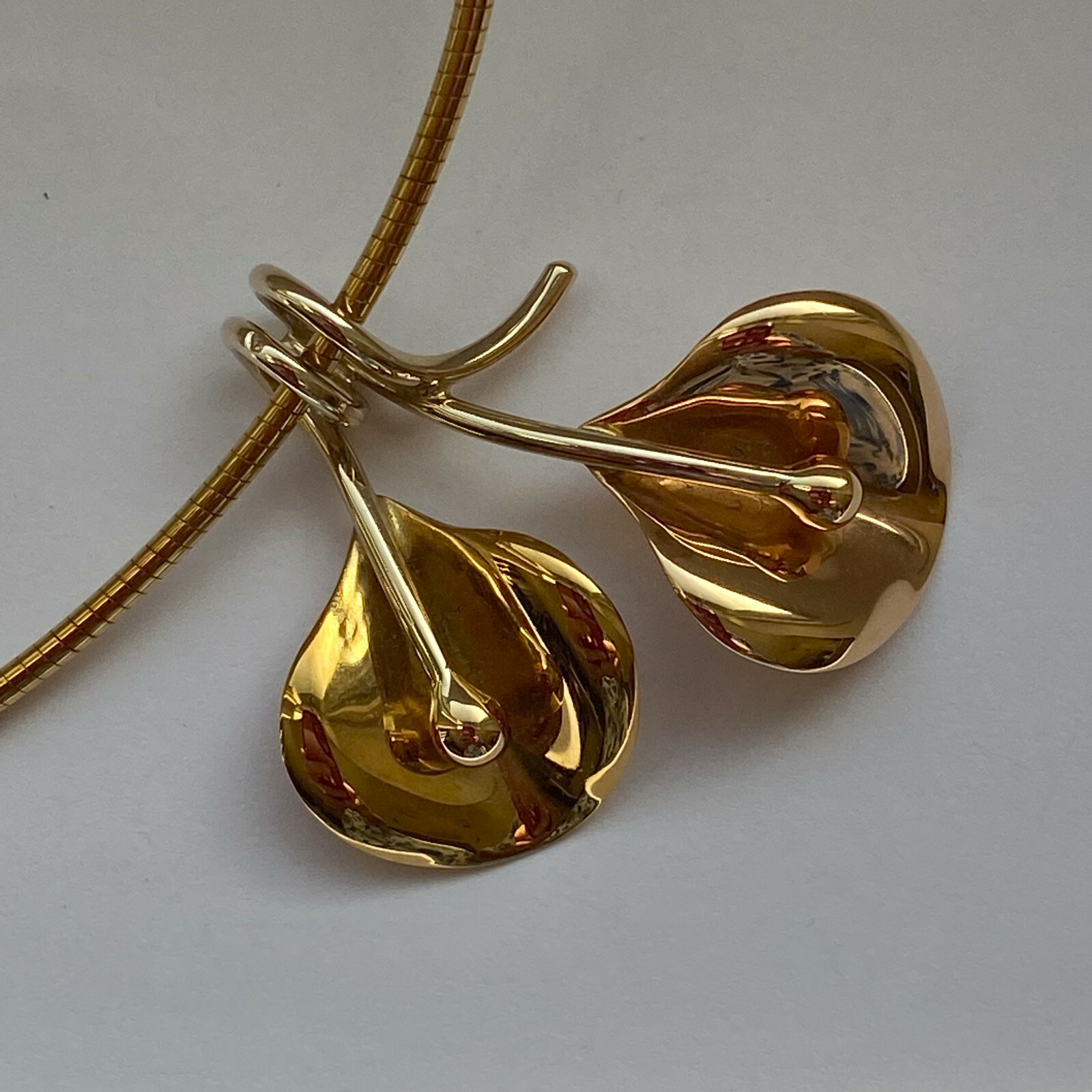 18K Rose & Yellow Gold Necklace 16 inch French – Collier Or 40 cm Vintage France