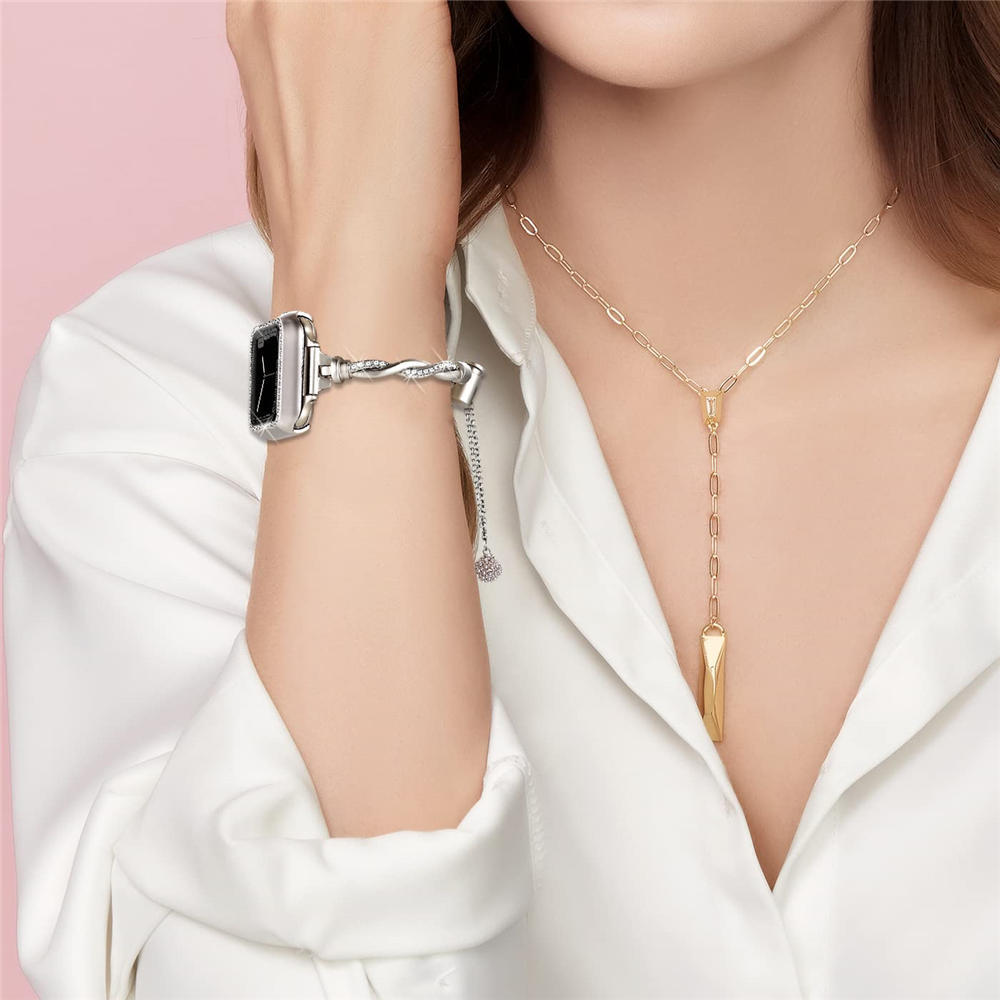 Elegant Bling Diamond Twist Strap + Rhinestones Cas for Apple Watch Ultra 8 7 6