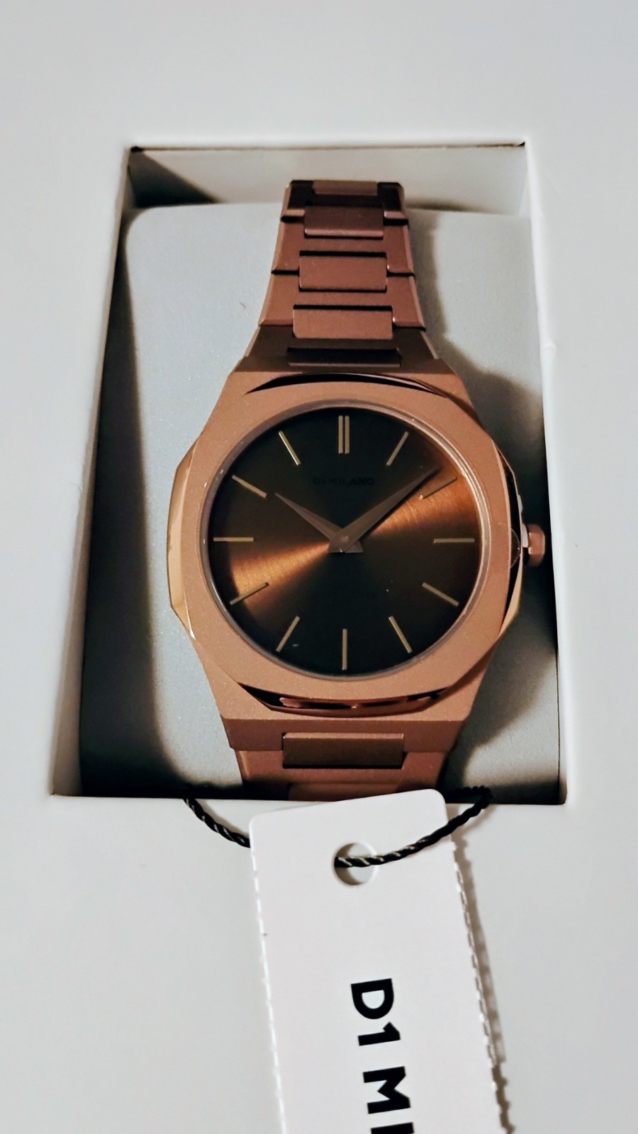 D1 Milano Ultra Thin Watch Rose Gold StainlessSteel Black Dial 40mm New Open Box