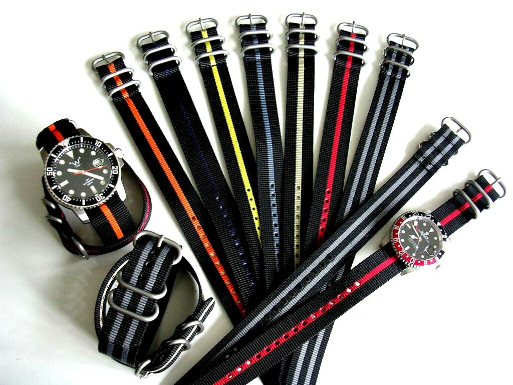20mm Black Red stitch 1pc NATO G10 UTC nylon watch band strap RAF Bond IW SUISSE