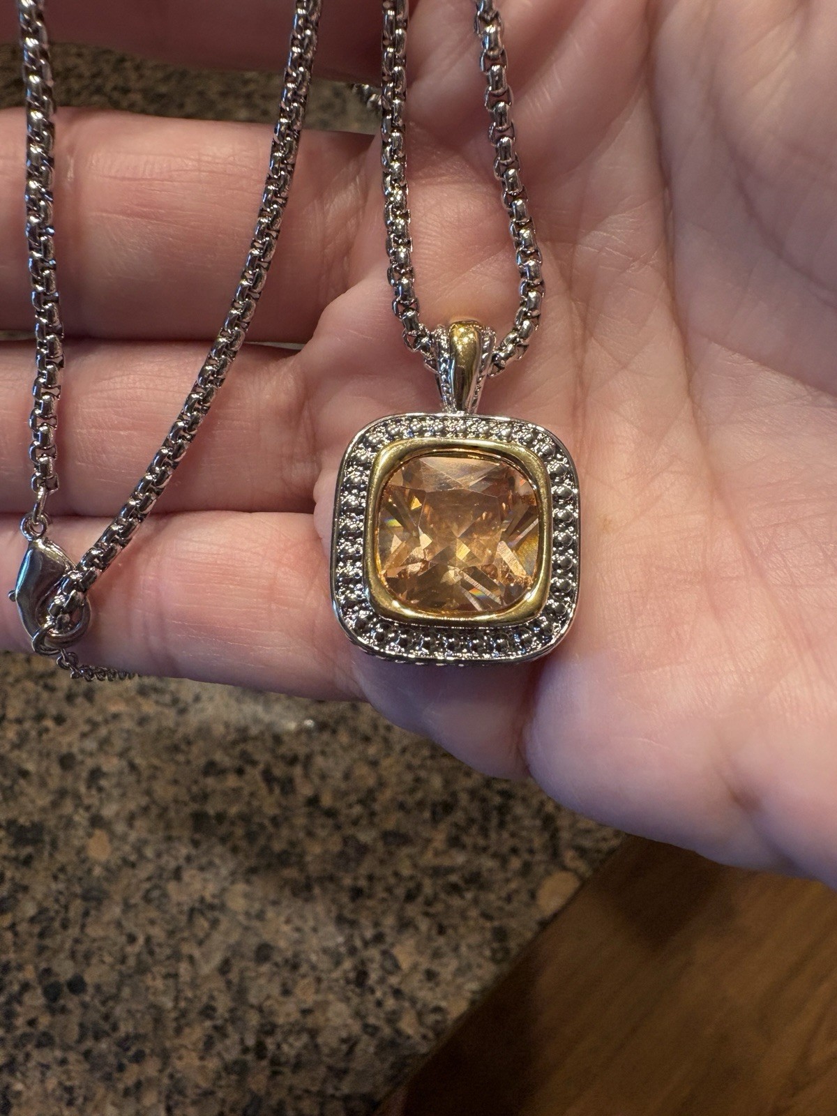 Two Tone Simulated Citrine Necklace