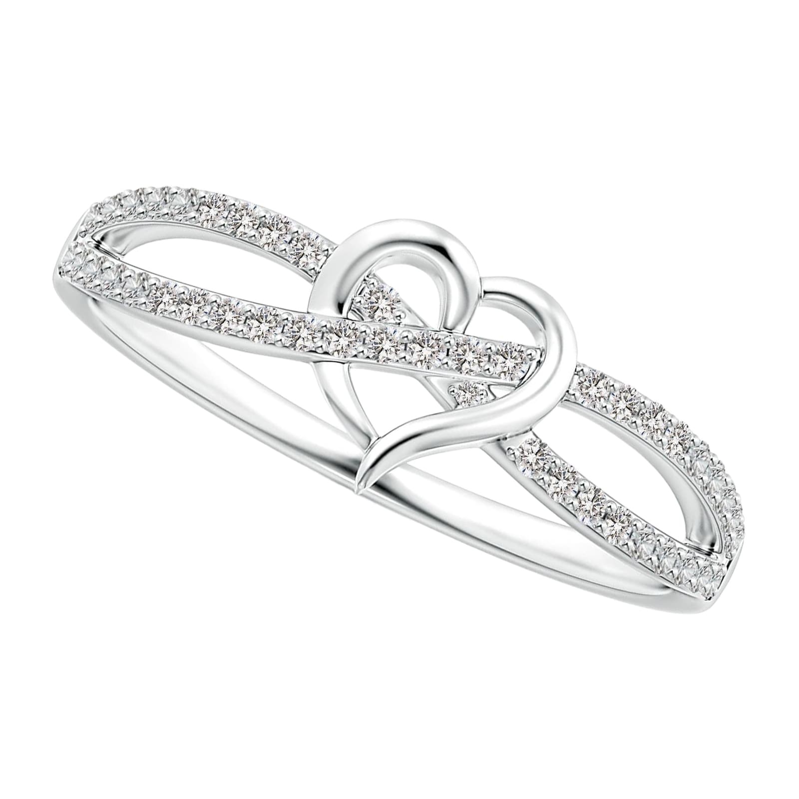 Women’s Valentine’s Day Infinite Eternal Love Heart Braided CZ Ring Gift for Her