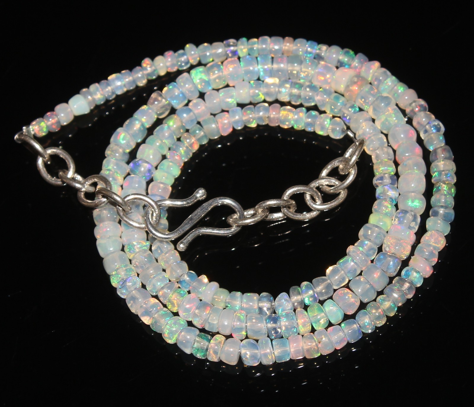 Natural Ethopian Opal Rondelle Beads 3-4MM 16inch Opal Necklace Gemstone Jewelry