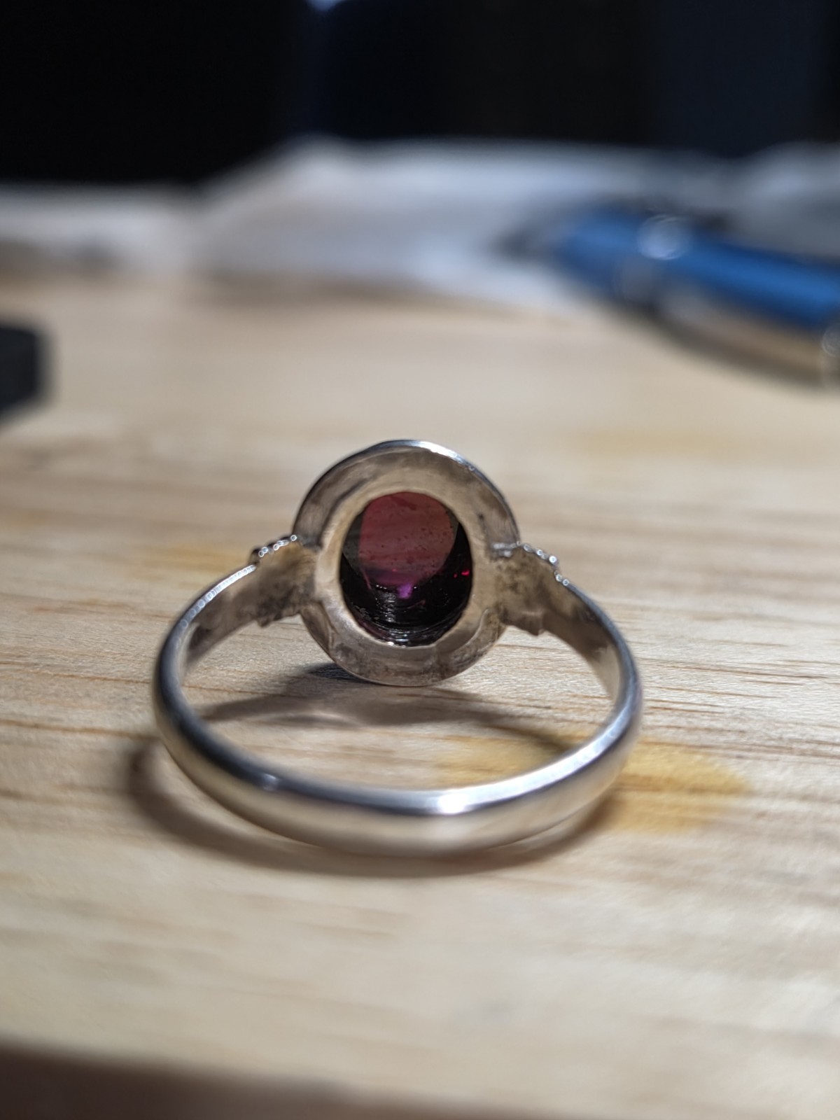 925 Sterling Silver Garnet Cabochon Ring Size 7 Artisan 2.91g