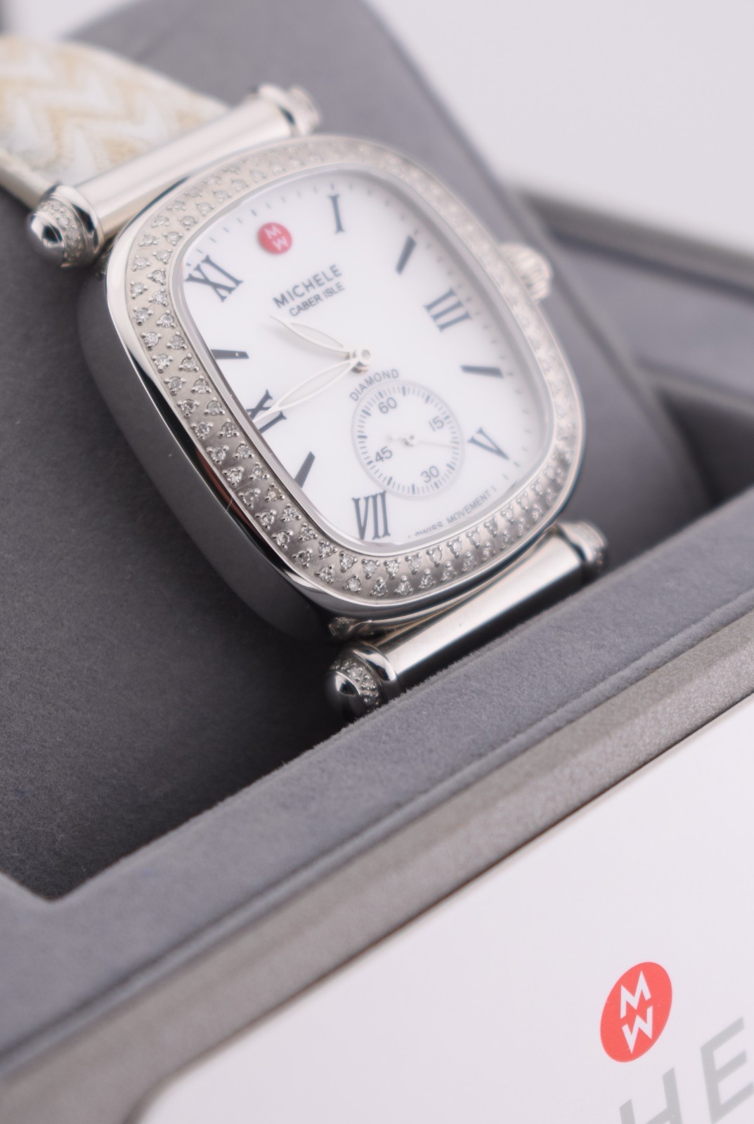 Michele Caber Isle White MOP Dial 140 Diamonds Watch 0.58 CT TW MW16C01A2025