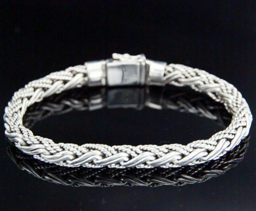 ▌Men’s/Women’s 925 Sterling Woven Wheat Bali Bracelet Size 7″,7.5″,8″,8.5″ »B313