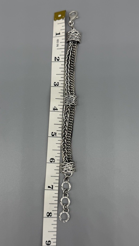 Silpada B1702 Talk of the Town Multi Strand Sterling Silver Bracelet Retired 8”