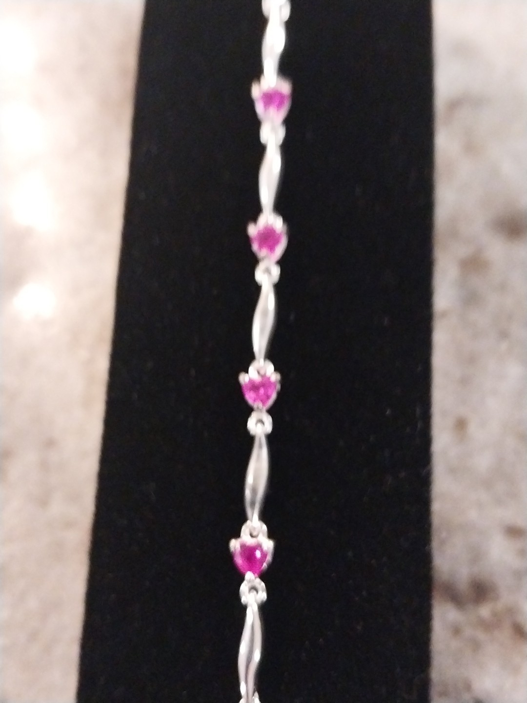 Lab Created Ruby Heart Station Bracelet in Sterling Silver (7.25 In) 1.35 ctw