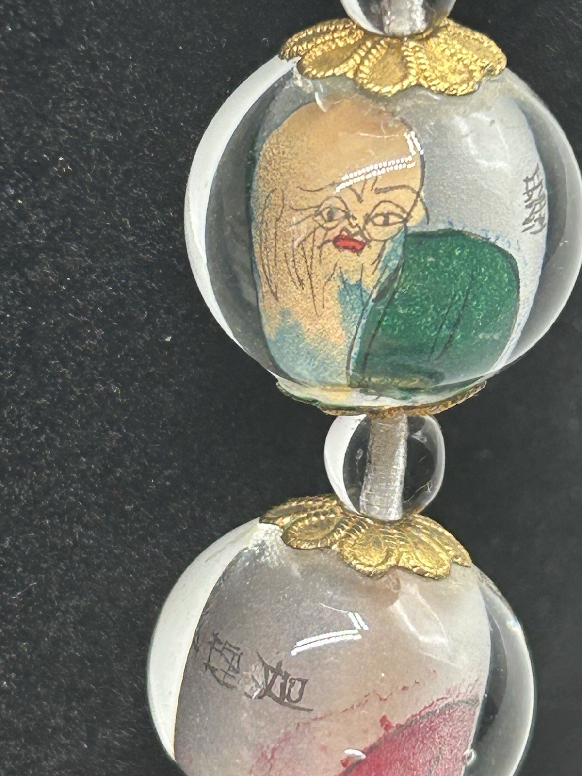 Reverse Handpainted Prayer Beads from the Early to Mid 20th Century Vintage