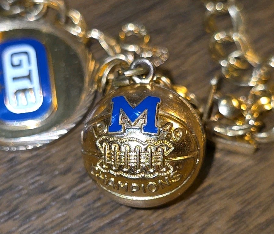 1940s & 1950s 12K GF Spartan Charm Bracelet Gold Football Basketball GTE Charm