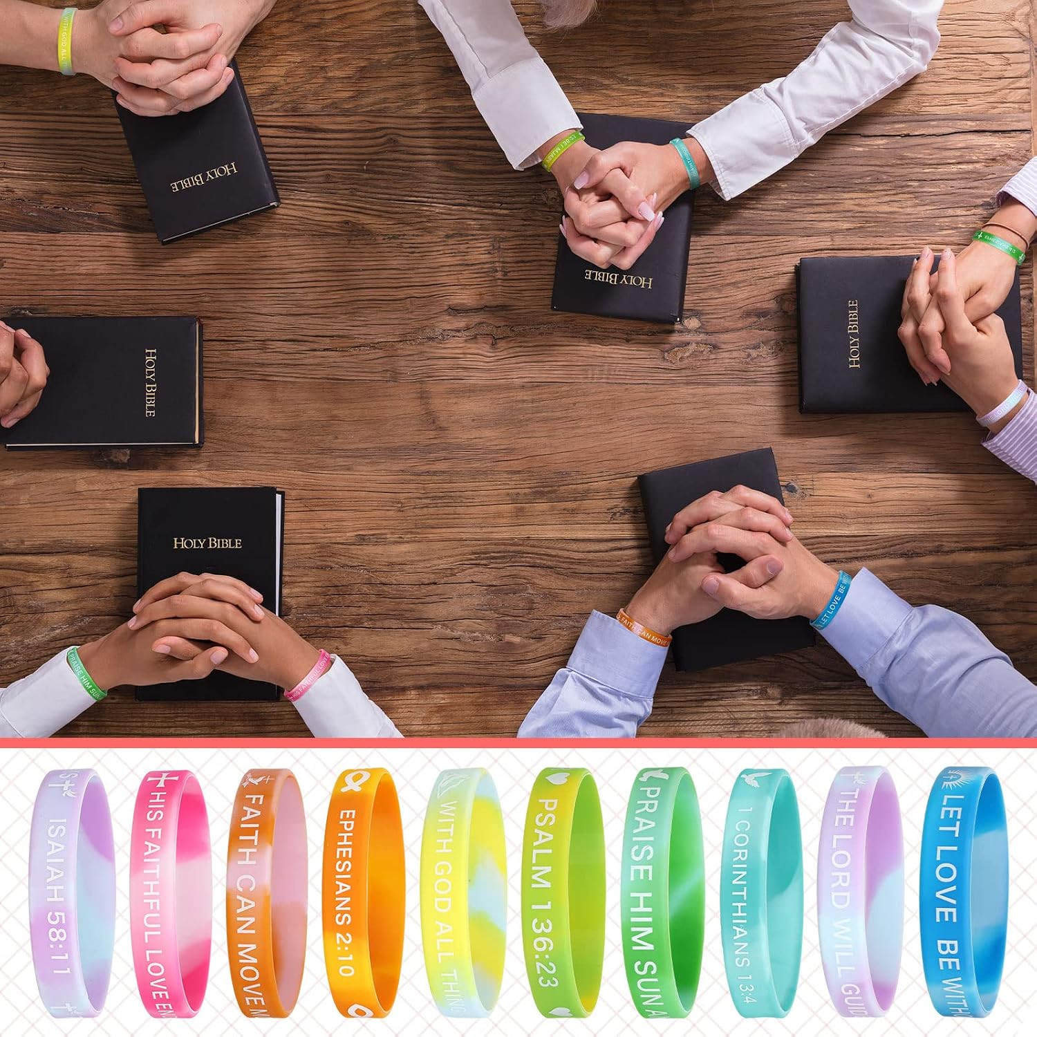 60 Pcs Religious Silicone Bracelets Bulk Bible Verse Bracelet