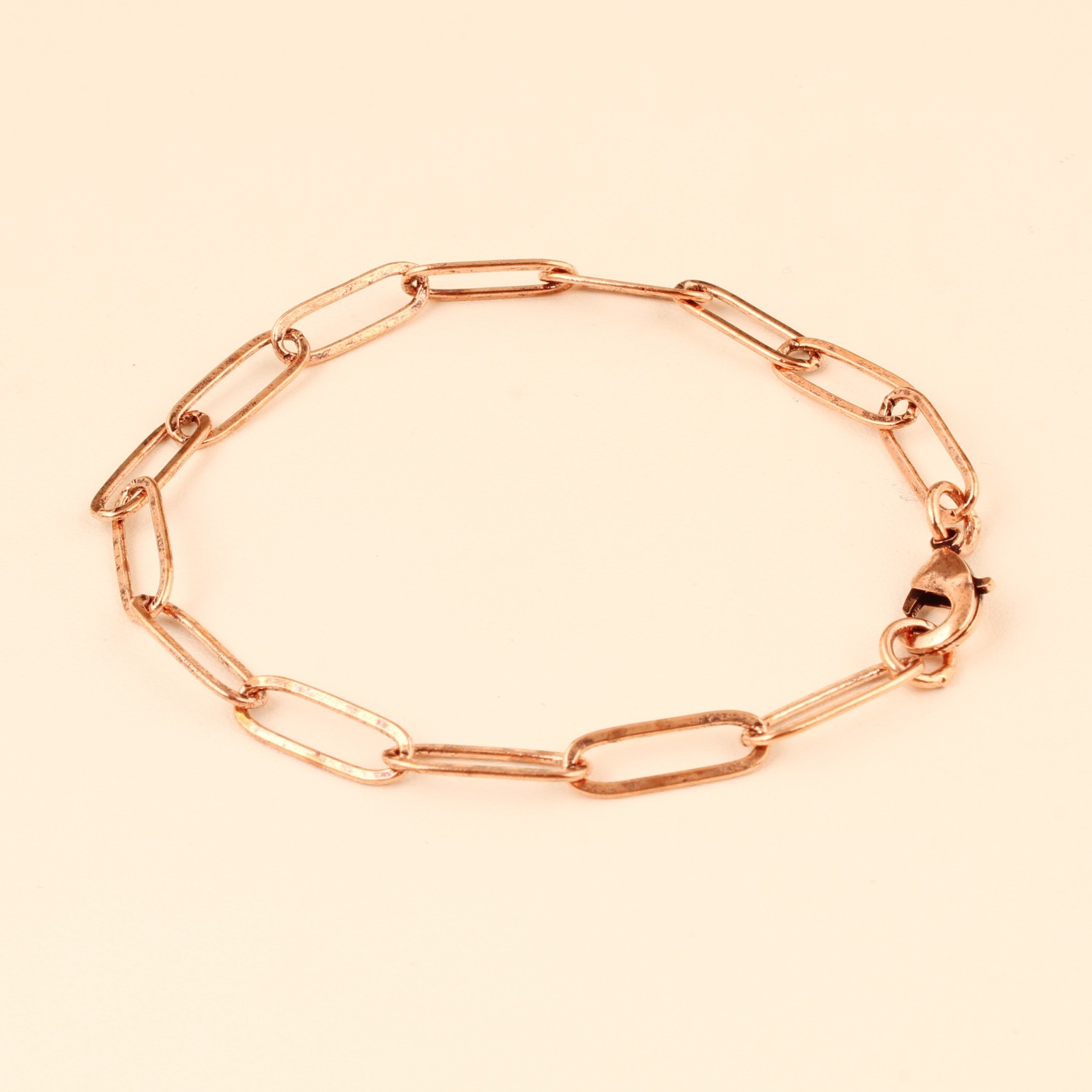 Pure Copper Paperclip Chain Anklet for Women Handmade Minimalist Lobster Clasp