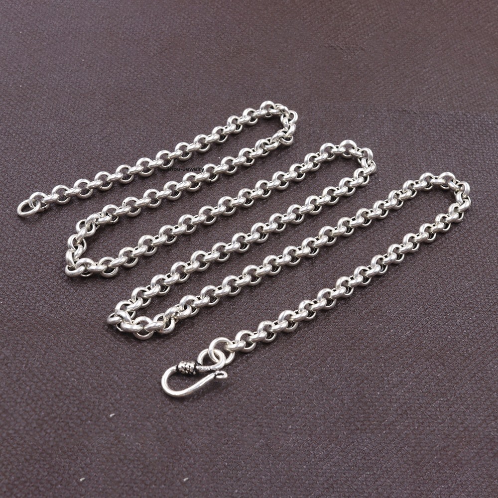 Real 925 Sterling Silver 5.5mm Rolo Link Chain Necklace 23.6inch Sturdy Chain