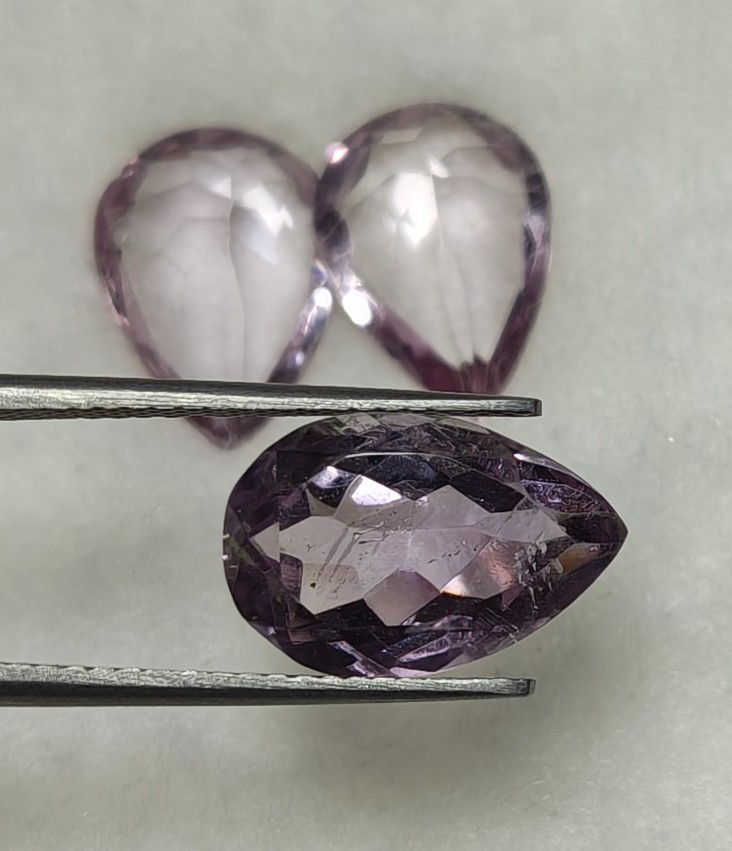 Natural Blue Amethyst Lot | Pear Cut Loose Gemstones Set of 3 for Jewelry Making