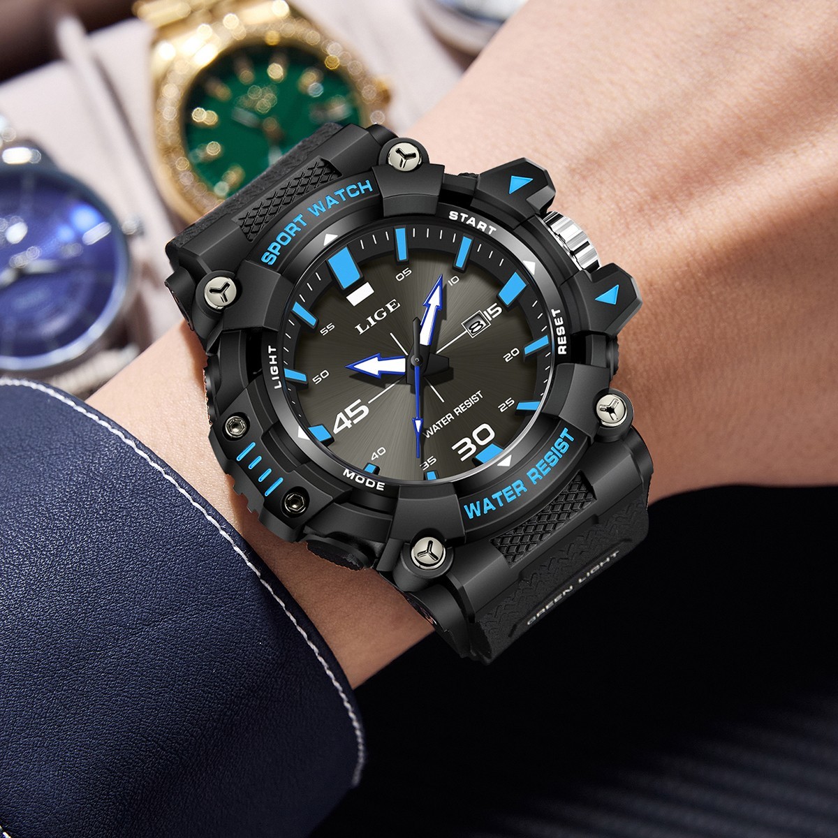Men’s Diver Sport Watch Quartz Date Analog Luminous Waterproof Luxury Wristwatch