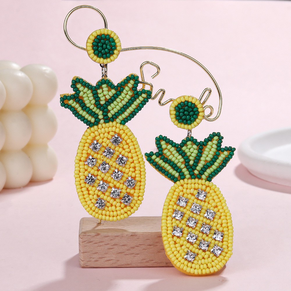 Bohemian Seed Beads Woven Fruit Pendant Earrings for Women Fashion Jewelry GIft