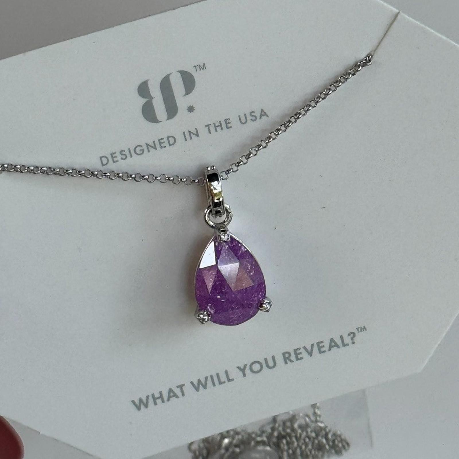 Bomb Party Necklace “Pure Strength” NK19278 Lavender Ice Crystal on Rhodium