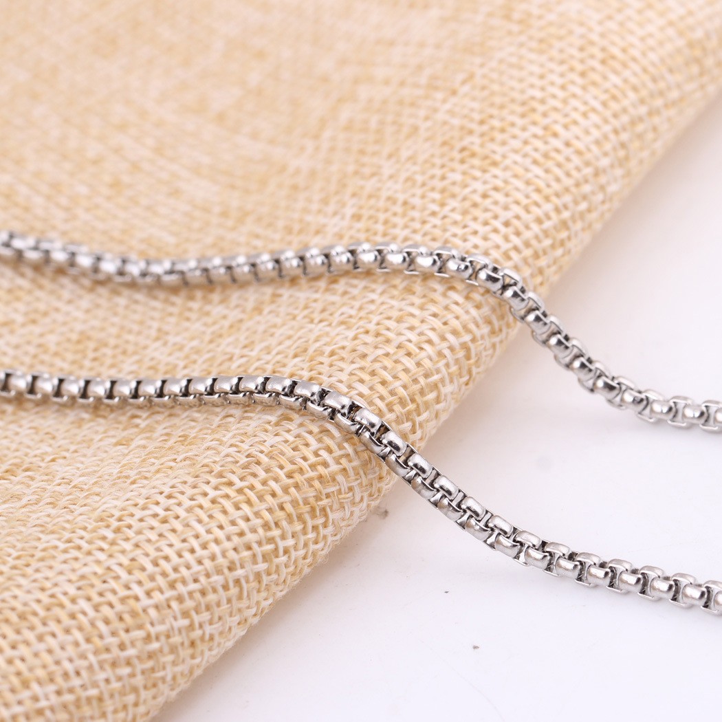 1.5-5mm Woman Man 316L Stainless Steel Square Rolo Box Chain Jewelry 16-36”