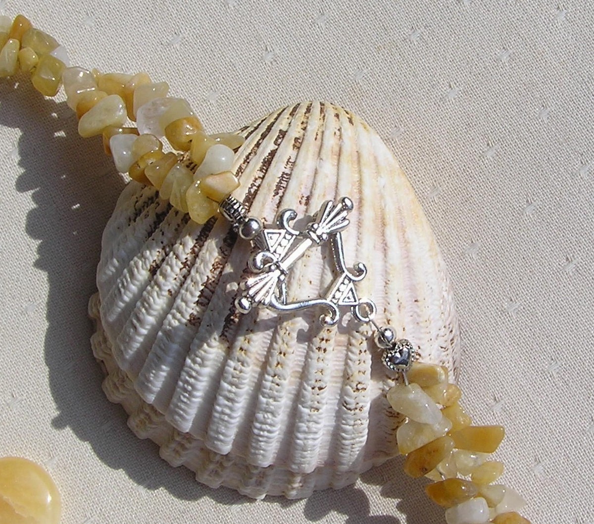 SALE Honey Quartz & Yellow Opal Crystal Gemstone Statement Beaded Necklace