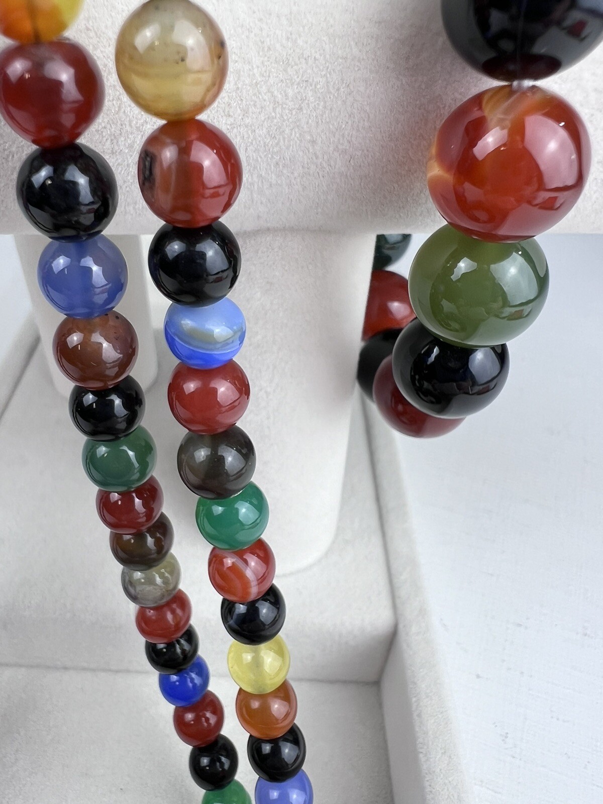 NWT Agate Stone Boho Beads Natural Earth Unisex Jewel Tone Bracelet Necklace Set