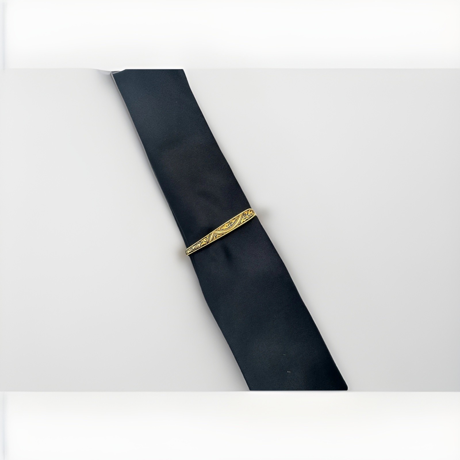 Elegant Damascene Spanish 24K Gold & Steel Men’s Tie Bar Clip Clasp from Spain