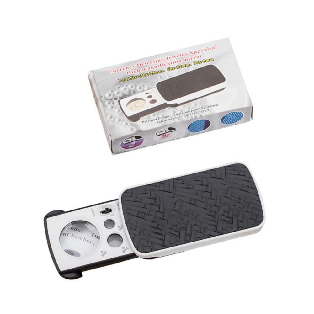 30X 60X 90X Portable Slide LED Light Jewelry Magnifying Glass Magnifier Loupe ee