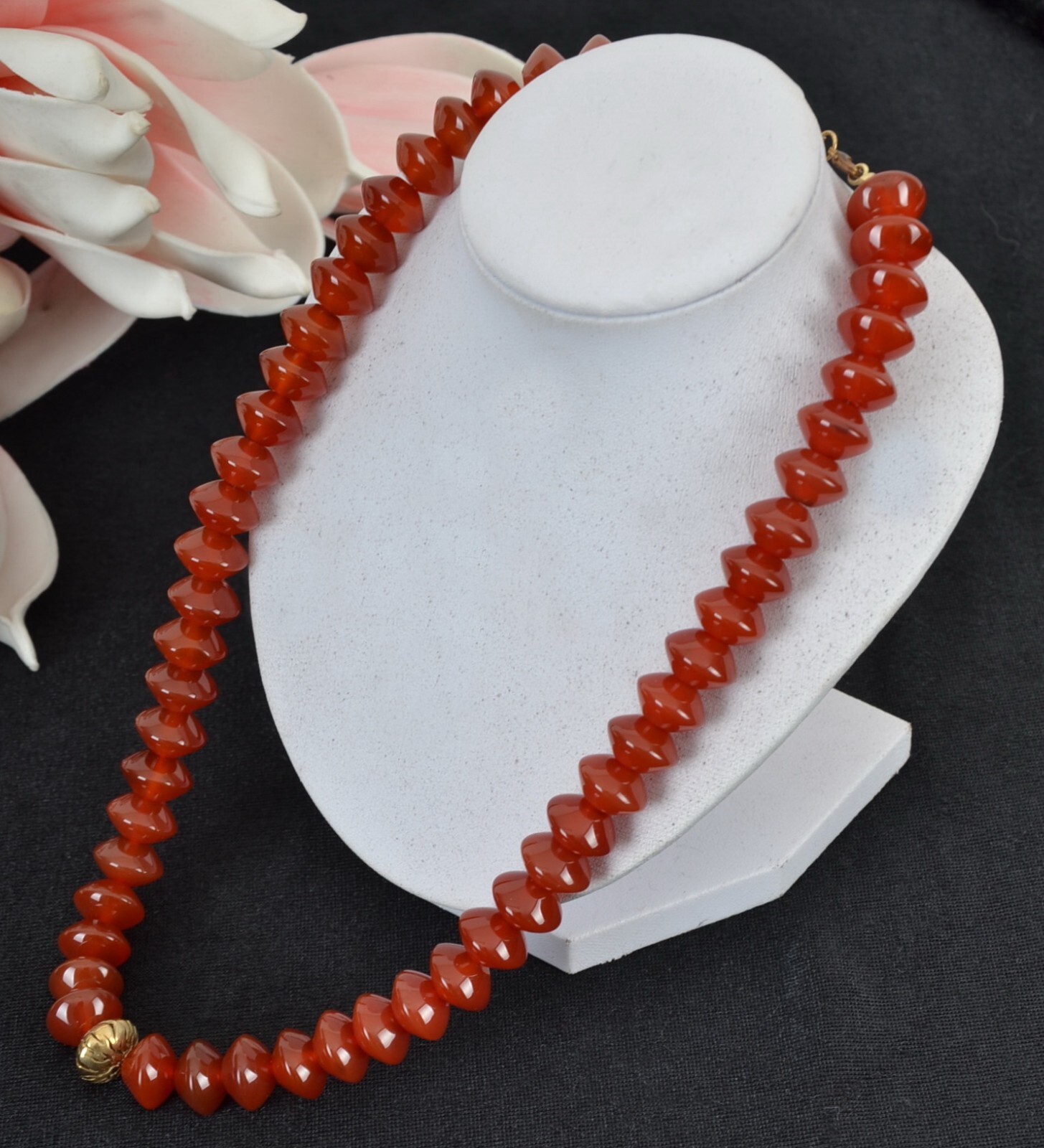 Real Pearl Necklace Agate Beads Terracotta 123g 52cm Long Gemstone Jewellery