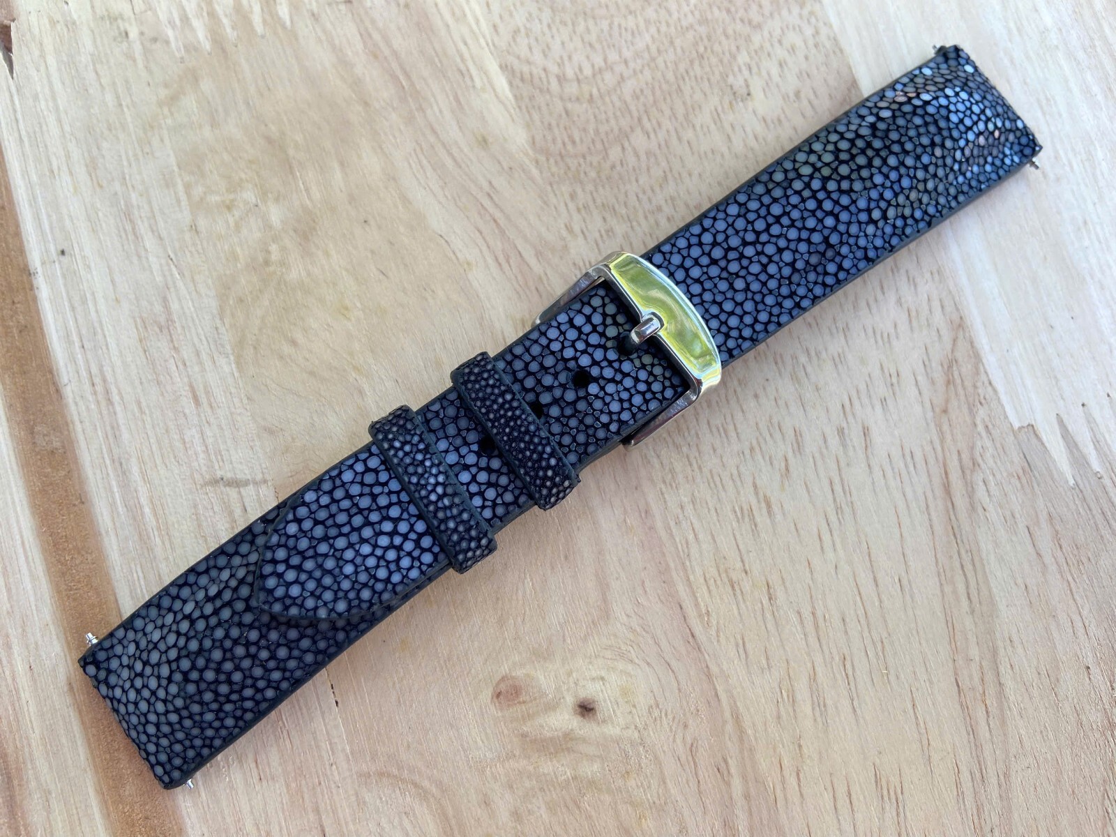 Black Stingray Leather Watch Strap Band, 18mm 20mm 21mm 22mm 24mm 26mm.