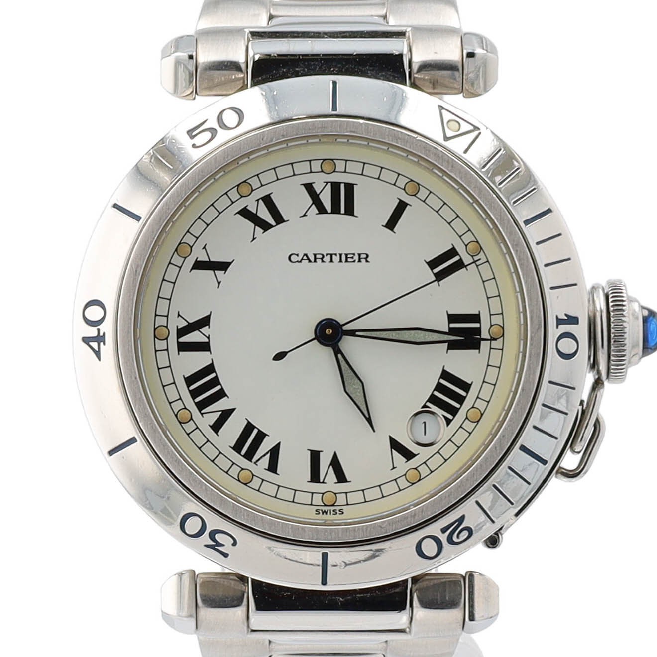 Cartier Pasha 38mm Automatic W31005H3 White Dial Watch