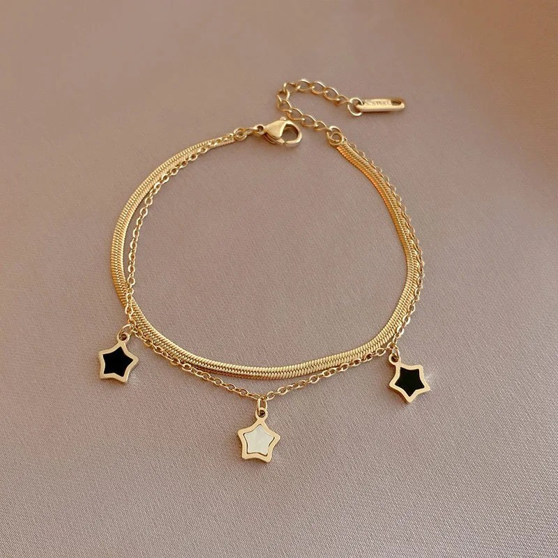 PVD Coated Real Gold Plated Start Titanium Steel Waterproof Set Neackles Jewelry