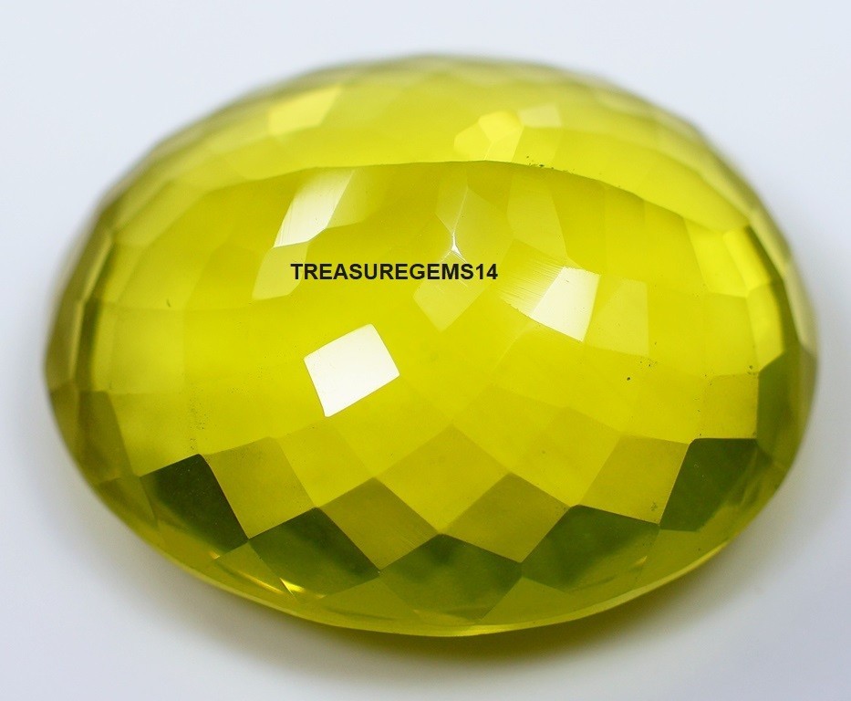 24.3 Ct 11X16X21 mm Natural Transparent Lemon Quartz faceted Oval Gems KB-50
