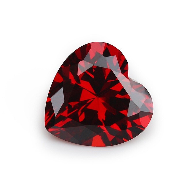 AAAAA Pomegranate Red CZ 12mm 8.56CT Heart Shape Faceted Cut VVS Loose Gem