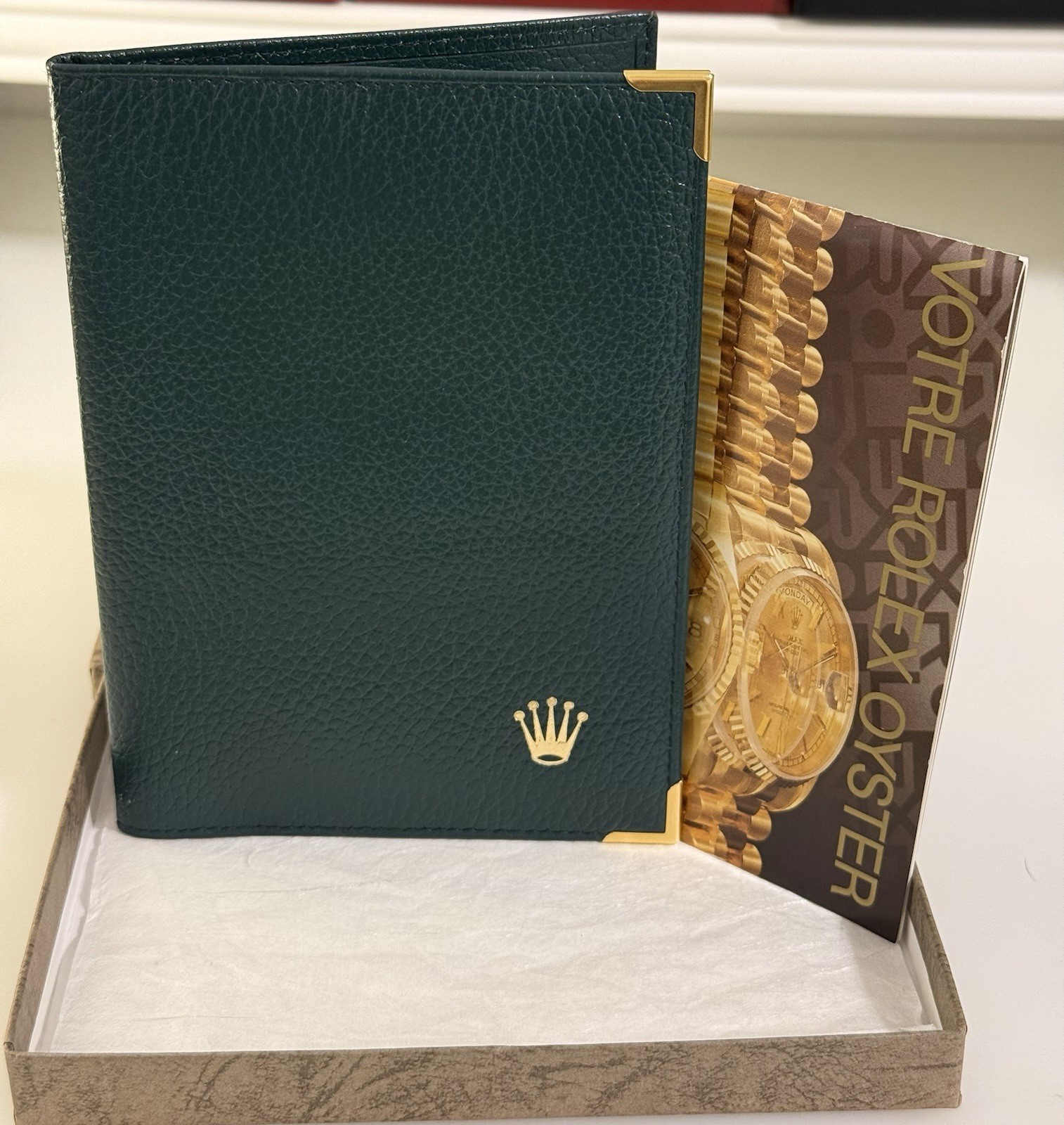 Vintage Rolex Green Document Wallet Papers Holder With Oyster Booklet