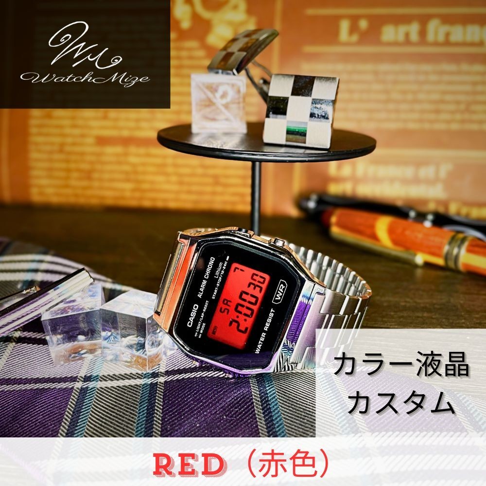 Color LCD Custom A158WEA 1JF Base Red LCD Model (CASIO Base) Custom Watch