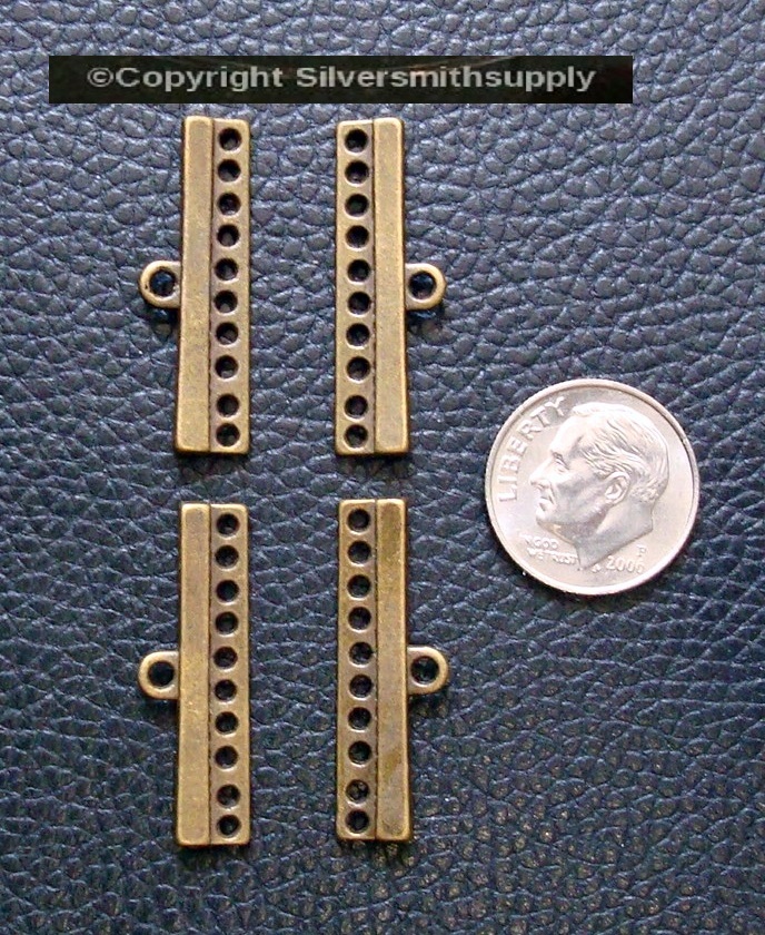 10 hole separator spacer bars multiple strand necklace bronze plt 4pcs FPC176