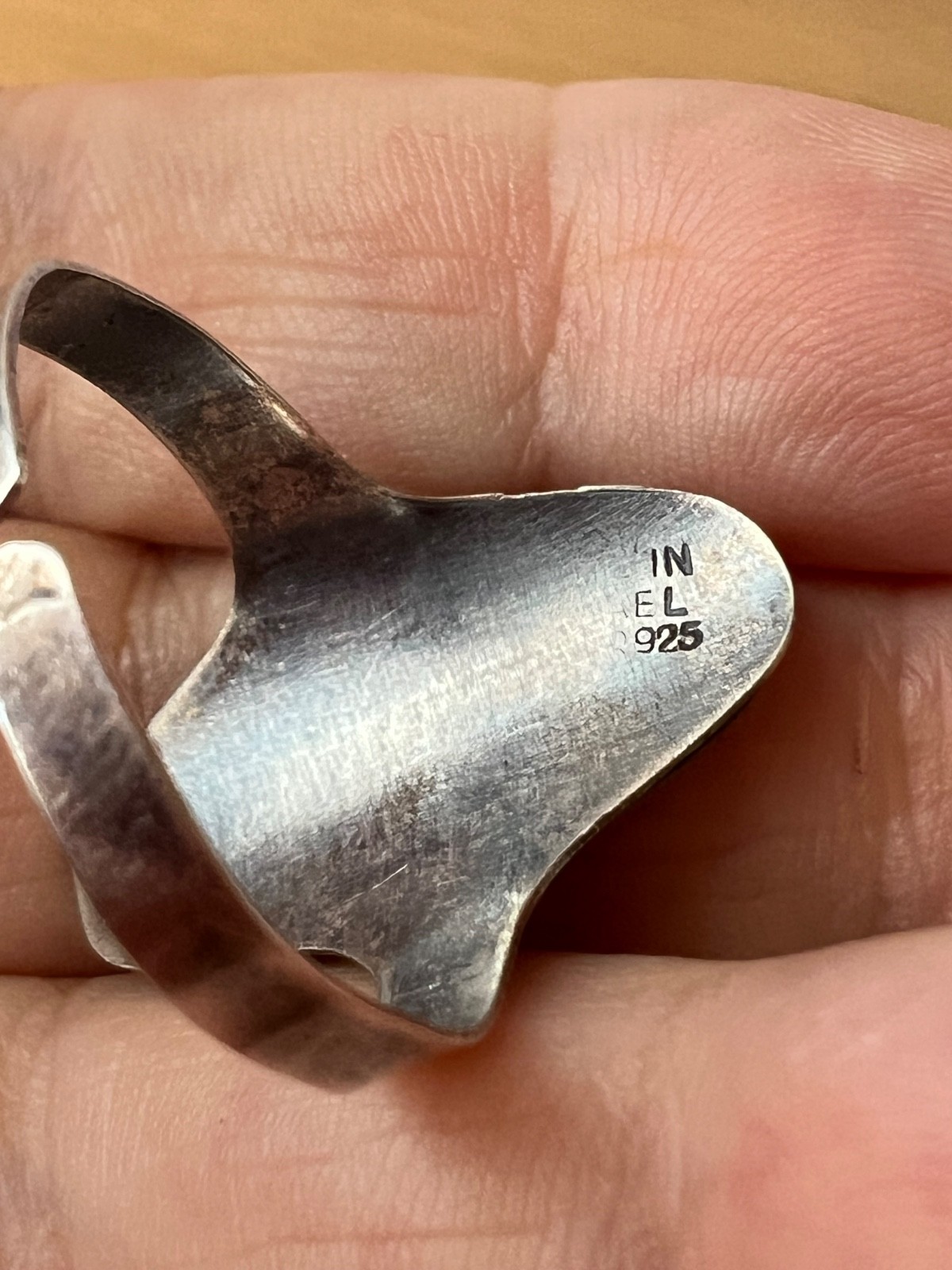 VINTAGE OXIDIZED 925 STERLING SILVER MENORAH ISRAEL RING ADJUSTABLE SIZE RARE