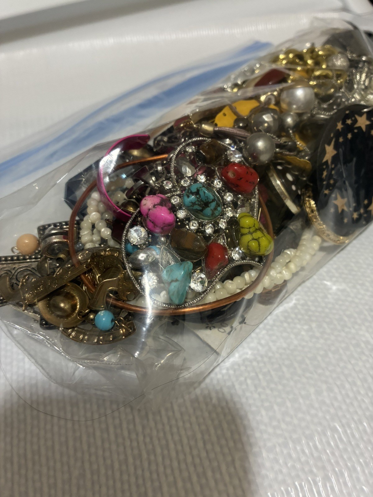 Mixed Costume Jewelry Lot Unsorted Variety Bag 1.48lb lot #4