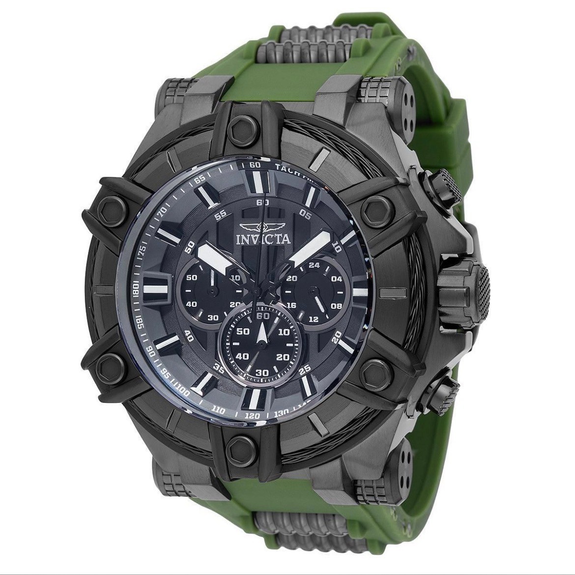 Invicta Bolt Surge,Men’s Quartz Watch 52mm Gunmetal Steel Case, Army Green 49807