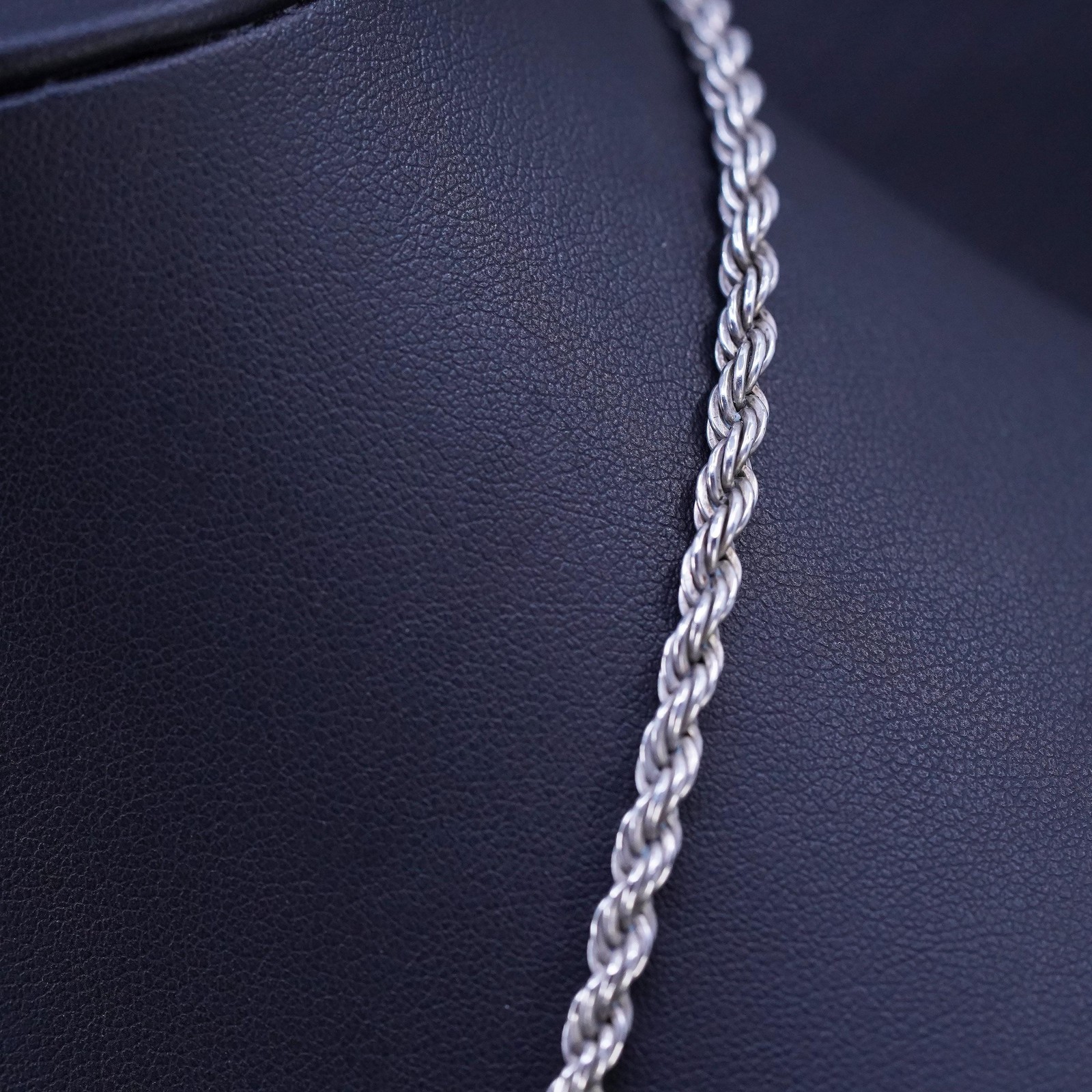 24” 4mm, vintage Armbrust sterling silver 925 French rope chain necklace
