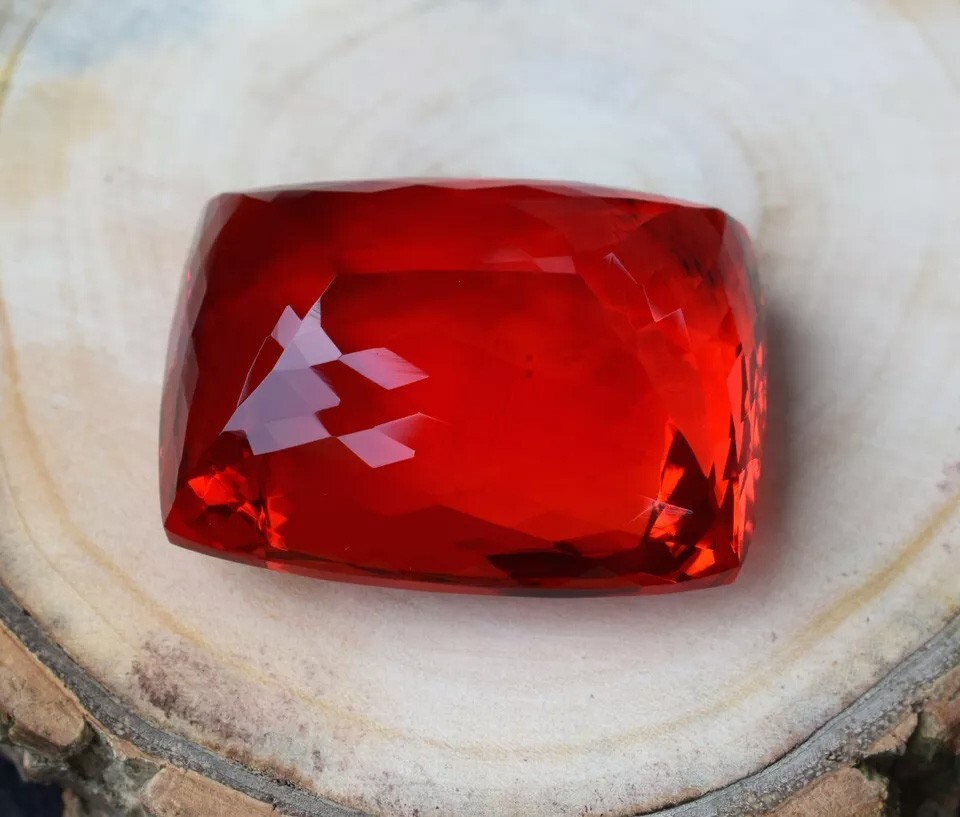 Natural Myanmar (Burma) Certified 136 CT Red Topaz Cushion Cut Loose Gemstone