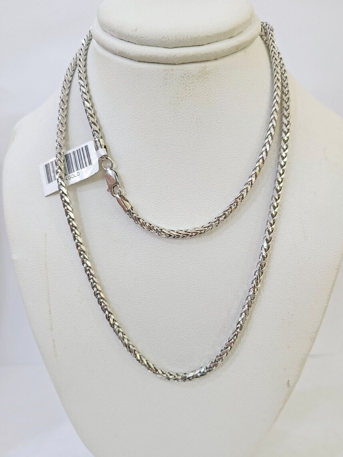 Real 10k Palm Chain White Gold 2.5 mm 24 Inch Necklace Men Women Real Genuine