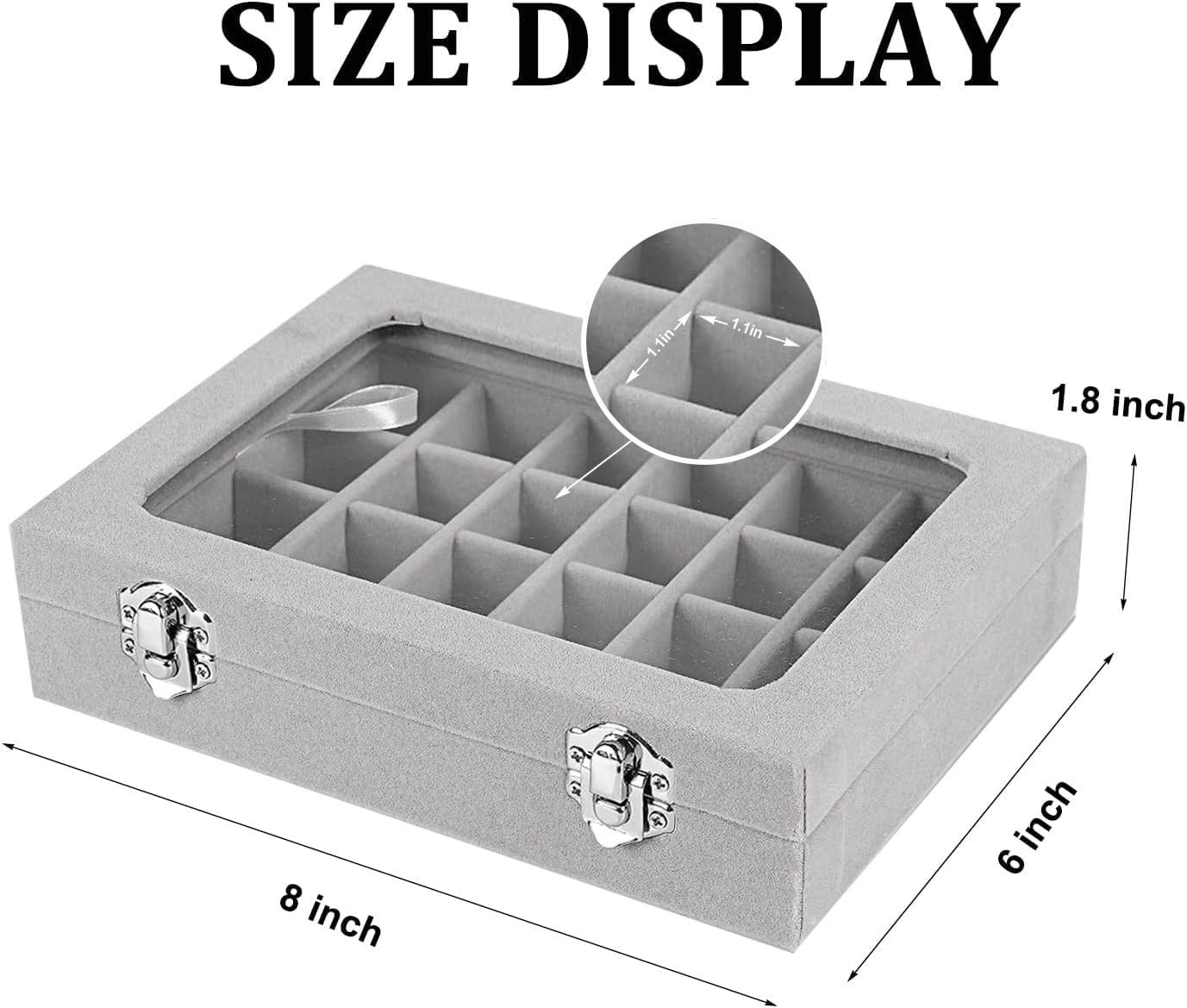 Velvet Jewelry Box 24 Grid Jewelry Earrings Display Organiser Box Ring Tray Hold