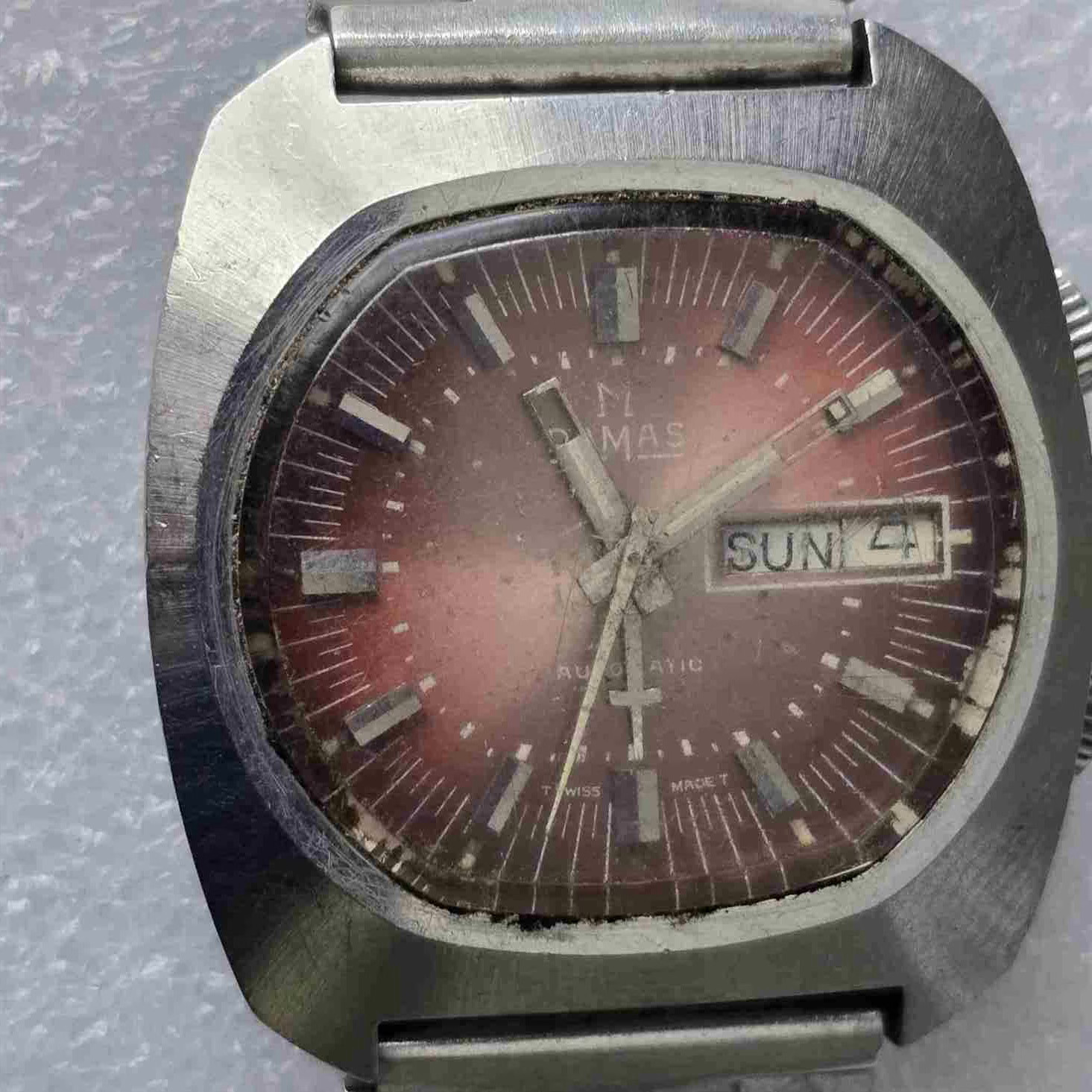 Vintage DAMAS Stainless Steel ALARM Wristwatch. Cal: AS FB 5008. For Repairs
