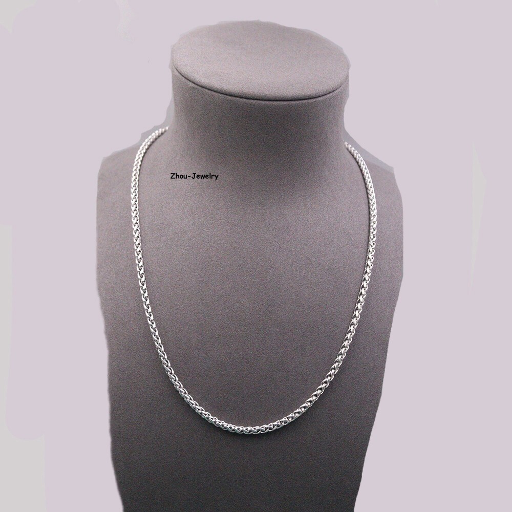 Pure S925 Sterling Silver Chain 4mm Wheat Link Necklace 26-27g 21.6inch L