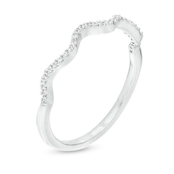 Pretty Wave Design 0.10CT Round Cut Lab-Grown Diamond Women’s 950 platinum Ring