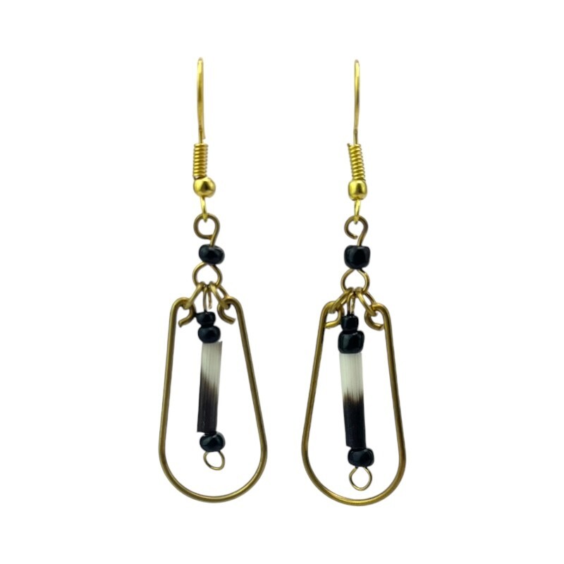 Africa Handmade Brass Porcupine Quill Earrings – Unique African Jewelry