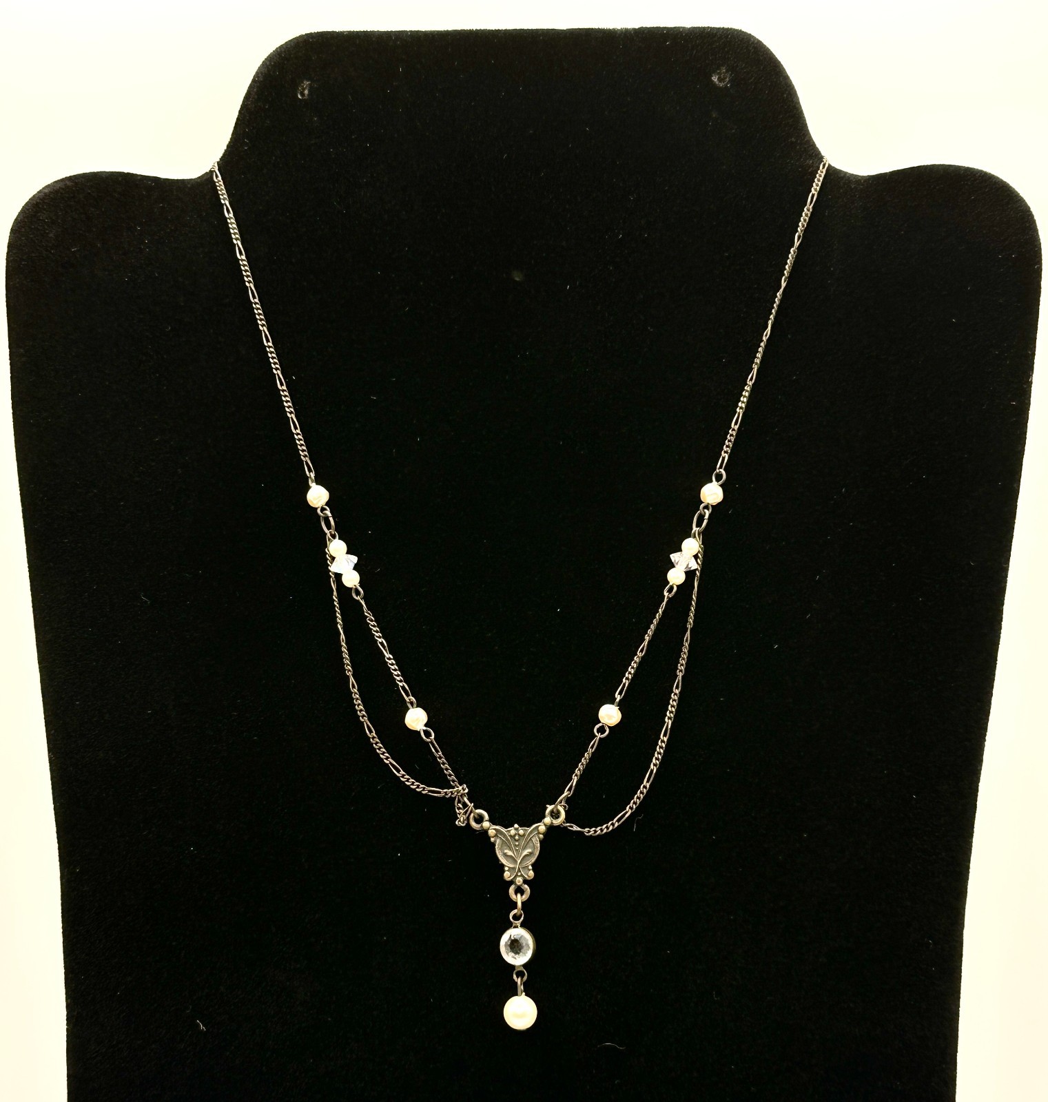Vintage Robert Rose Ornate Necklace w/Faux Pearls