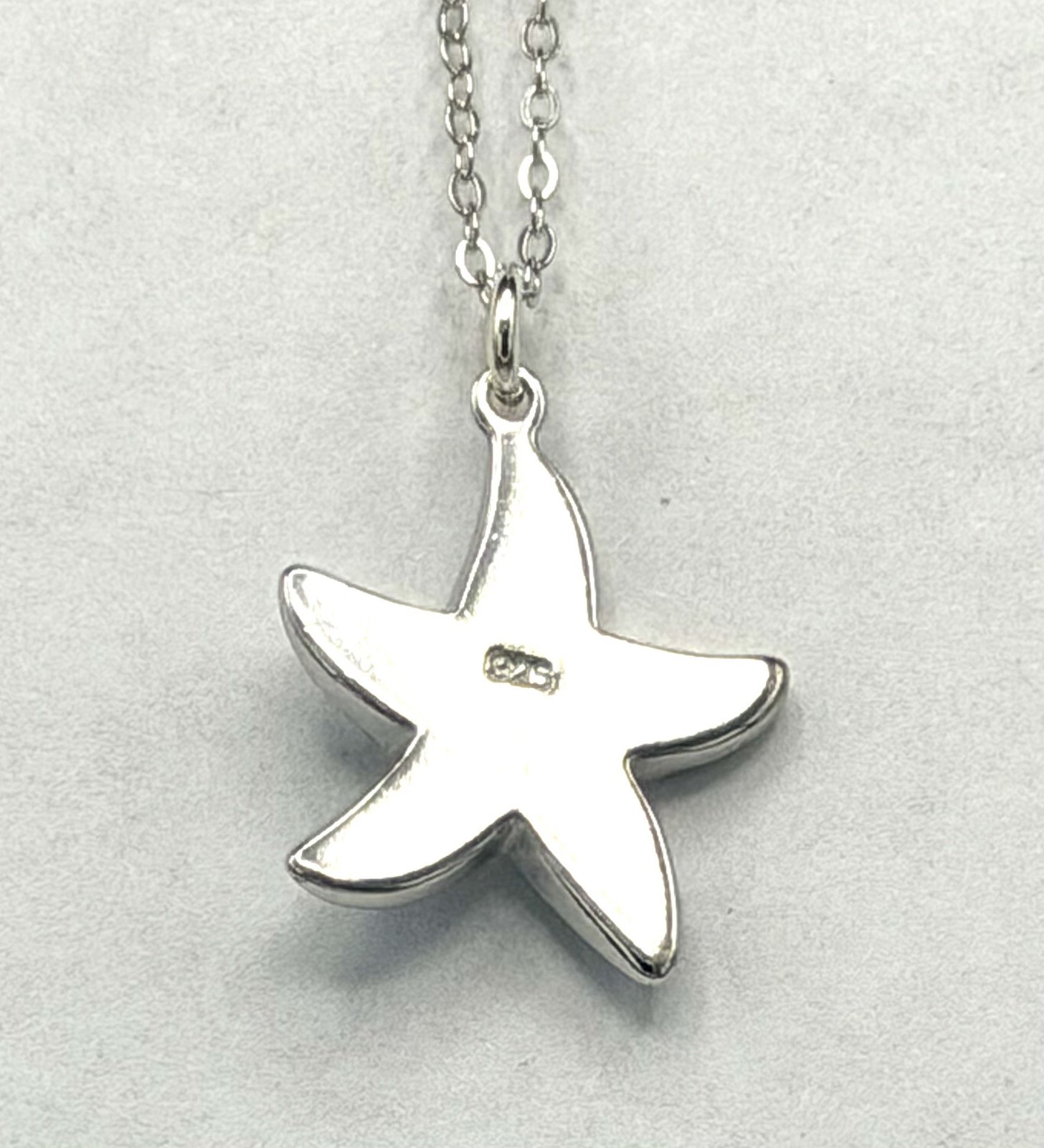 Sterling Silver Blue Lab Opal Star Fish Pendant Necklace 18″ + 2.5 ext. NWT 3.4g