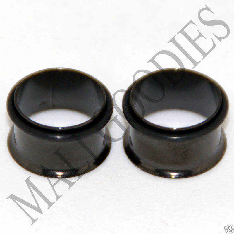 0079 Black Single Flare Flesh Steel Tunnels Earlets Gauges 9/16″ Plugs 14mm PAIR