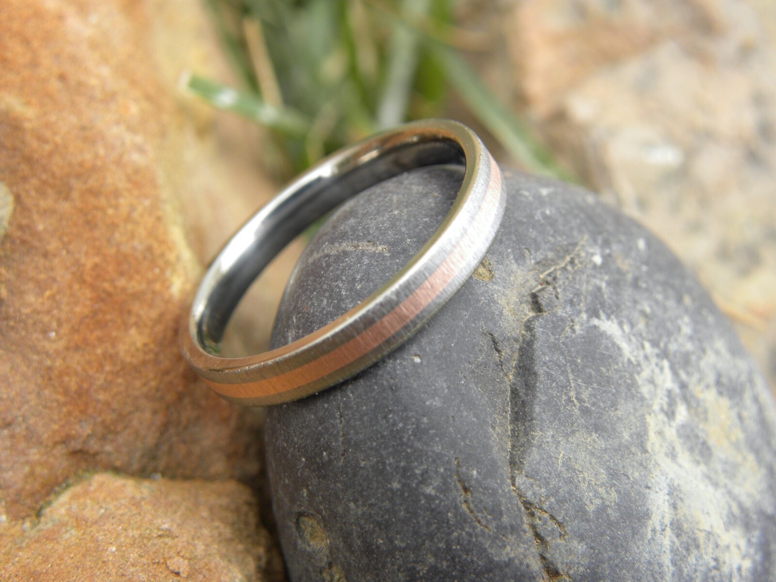 Beautiful, Frosted Finish, Copper and Titanium Band, 3mm Wide, Made to Order